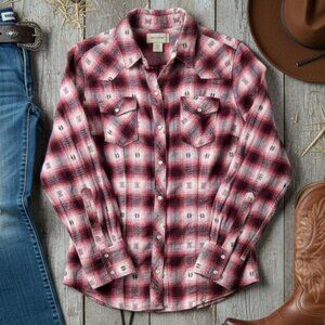 Bit & Bridle Western Plaid Flannel Shirt - S